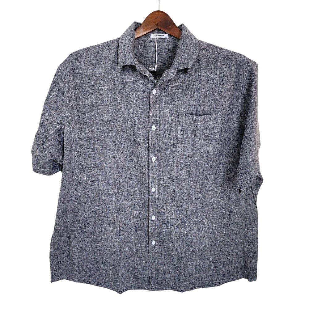 Coofandy XXL Shirt NWT Blue Casual Summer Beach Button Up Textured Mens